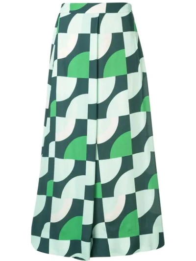 Shop Layeur Geometric Flared Trousers In Green