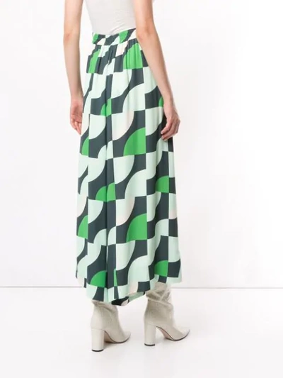 Shop Layeur Geometric Flared Trousers In Green