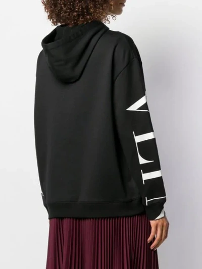 Shop Valentino Vlogo Pattern Hooded Sweatshirt In 0ni Nero/bianco