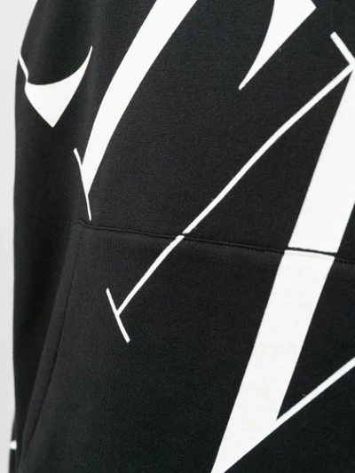 Shop Valentino Vlogo Pattern Hooded Sweatshirt In 0ni Nero/bianco