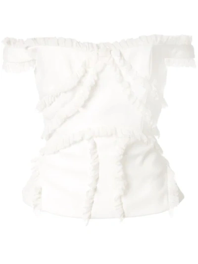 Shop Rachel Gilbert Kiki Ruffle Trimmed Top In Ivory