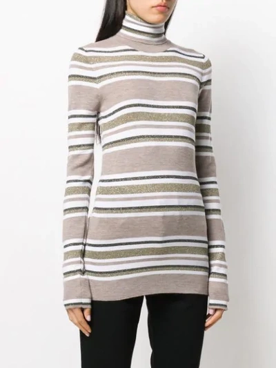 Shop Brunello Cucinelli Horizontal Stripes Sweater In Brown