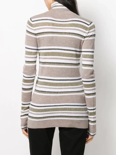 Shop Brunello Cucinelli Horizontal Stripes Sweater In Brown