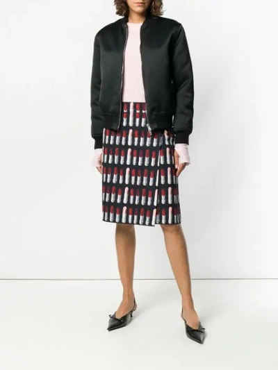 Shop Prada Lipstick Print A-line Skirt In Black