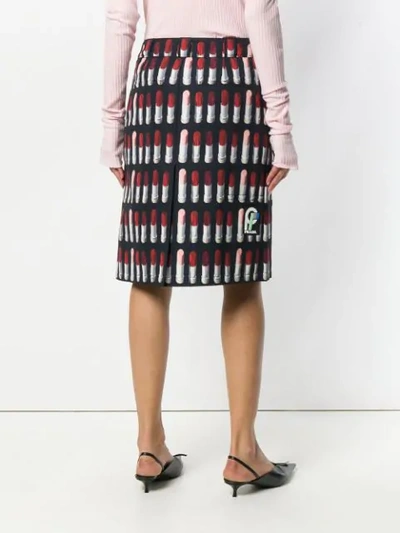 Shop Prada Lipstick Print A-line Skirt In Black