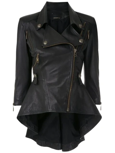 Shop Andrea Bogosian Leather Biker Jacket In Noir