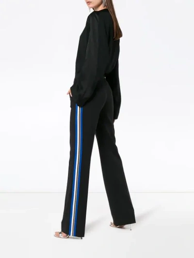 Shop Etro Side Stripe Straight Leg Wool Blend Trousers - Black