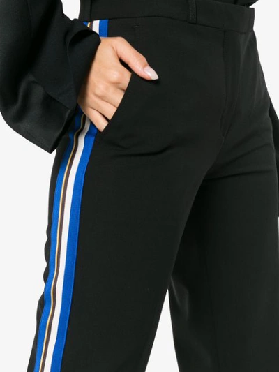 Shop Etro Side Stripe Straight Leg Wool Blend Trousers - Black