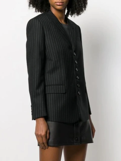 Shop Saint Laurent Pinstripe Blazer In Black