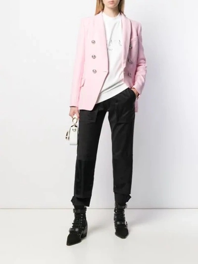 Shop Balmain Button Embellishment Blazer In Pink