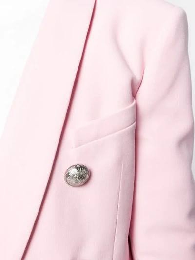 Shop Balmain Button Embellishment Blazer In Pink