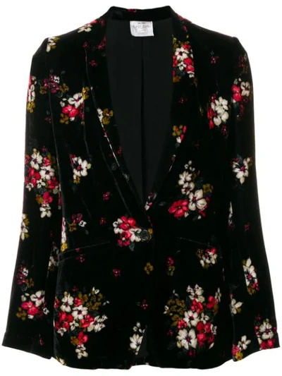 Shop Forte Forte Floral Velvet Blazer In Black