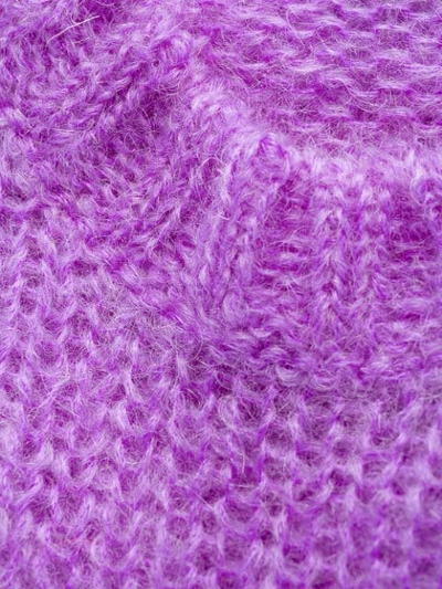 Shop Prada Mohair Chunky Cable Knit Top In Purple