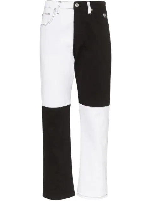 two tone jeans black and white