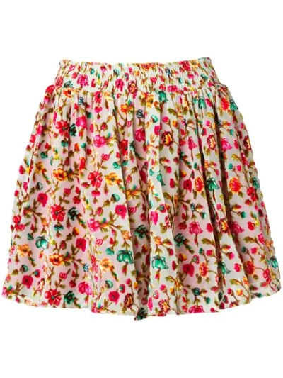 Shop Mes Demoiselles Floral Print Short Skirt In Green