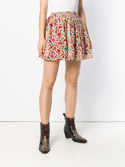 Shop Mes Demoiselles Floral Print Short Skirt In Green