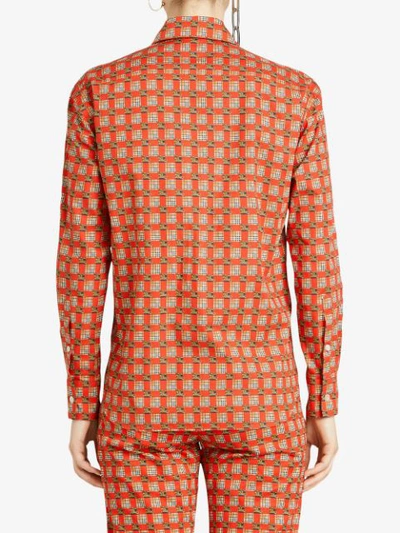 Shop Burberry Tiled Archive Print Cotton Shirt In Yellow