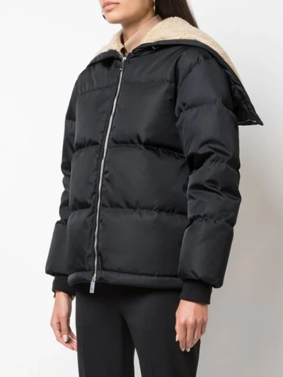 Shop Burberry Extended Neckline Logo Zipped Jacket In Black