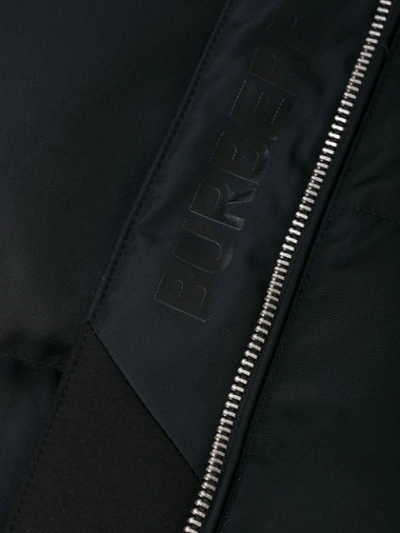 Shop Burberry Extended Neckline Logo Zipped Jacket In Black