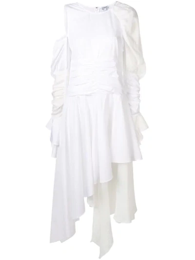 Shop Loewe Asymmetric Gathered Dress In White