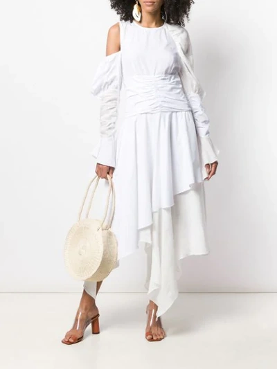 Shop Loewe Asymmetric Gathered Dress In White