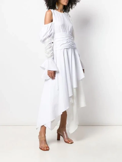 Shop Loewe Asymmetric Gathered Dress In White