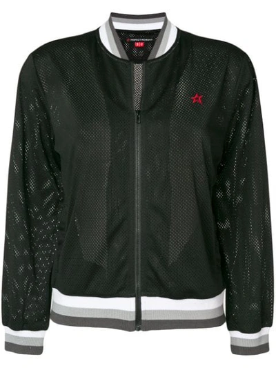 Shop Perfect Moment Rainbow Mesh Bomber Jacket In Black