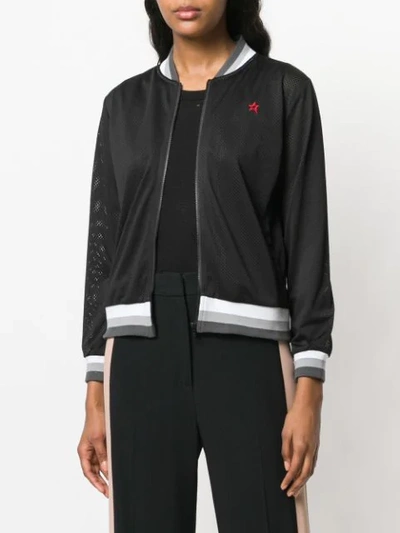 Shop Perfect Moment Rainbow Mesh Bomber Jacket In Black
