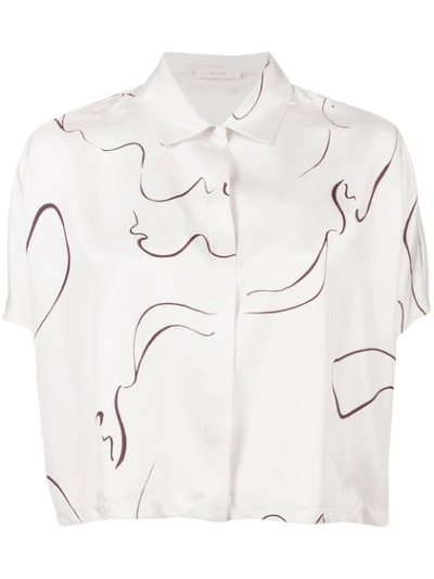 Shop The Row Abstract Print Cropped Shirt In White