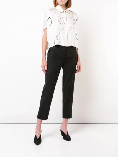 Shop The Row Abstract Print Cropped Shirt In White