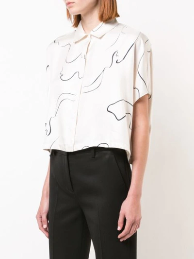 Shop The Row Abstract Print Cropped Shirt In White