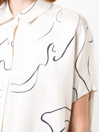 Shop The Row Abstract Print Cropped Shirt In White