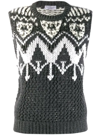 Shop Brunello Cucinelli Embellished Sweater Vest In Cw830