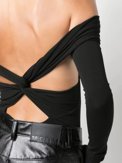 Shop Alexandre Vauthier Fitted Off-the-shoulder Bodysuit In Black