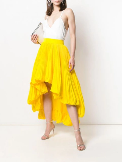 Shop Alexandre Vauthier Asymmetric Pleated Skirt In Yellow