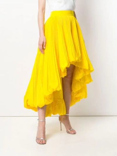 Shop Alexandre Vauthier Asymmetric Pleated Skirt In Yellow