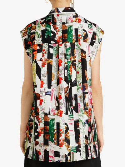 Shop Burberry Archive Scarf Print Silk Sleeveless Shirt In Multicolour