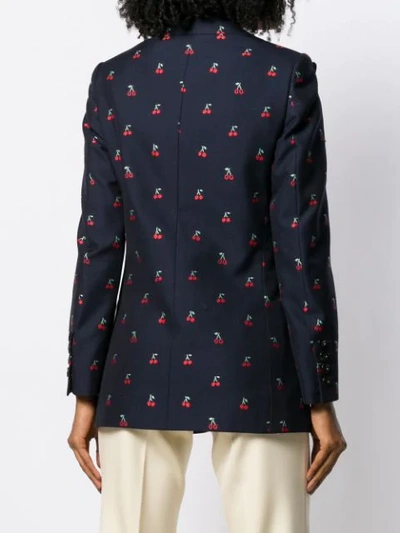 Shop Gucci Cherry Fil Coupé Wool Jacket In Blue