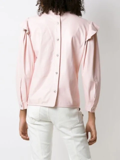 Shop Andrea Bogosian Ruffled Leather Blouse In Pink