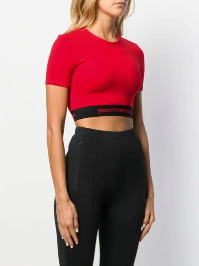 Shop Paco Rabanne Cropped Logo Top In Red