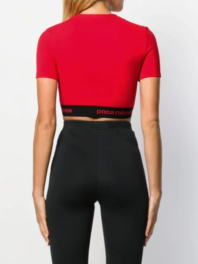 Shop Paco Rabanne Cropped Logo Top In Red