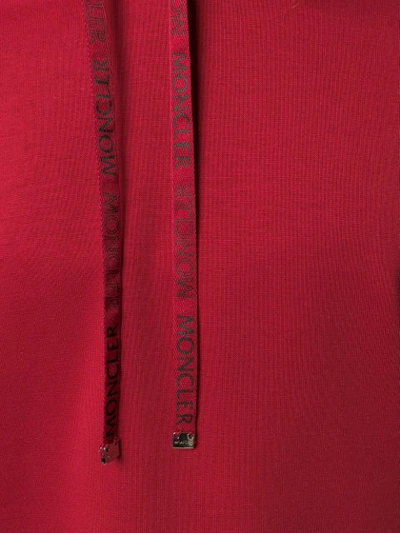 Shop Moncler Logo Drawstrings Hoodie In Red