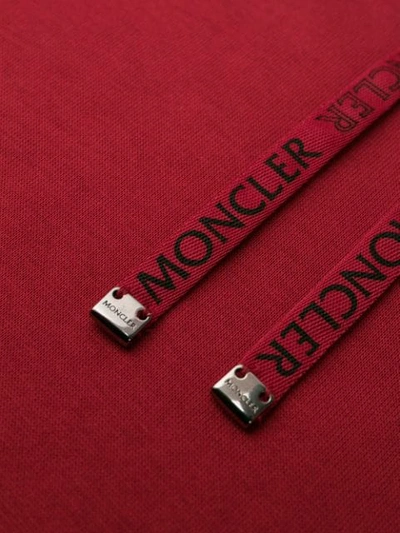 Shop Moncler Logo Drawstrings Hoodie In Red