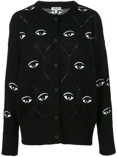 Shop Kenzo Eye Motif Cardigan In Black