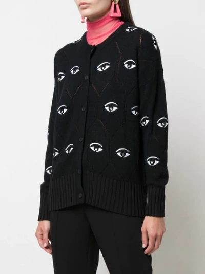 Shop Kenzo Eye Motif Cardigan In Black