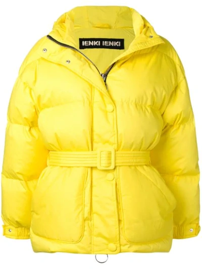 Shop Ienki Ienki Belted Puffer Coat In Yellow