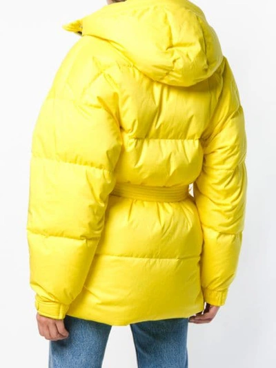 Shop Ienki Ienki Belted Puffer Coat In Yellow