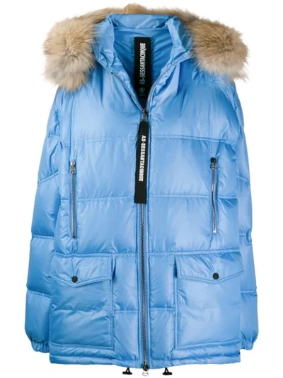 Shop As65 Hooded Puffer Coat In Blue