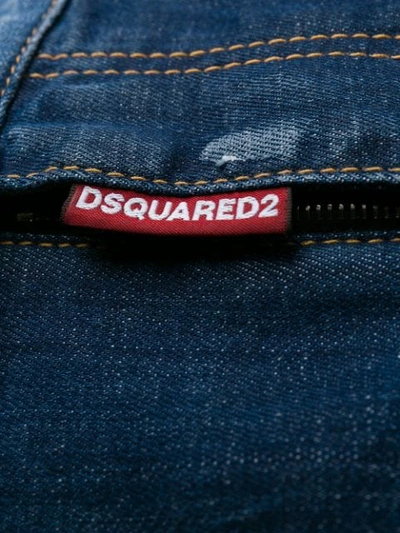 Shop Dsquared2 Distressed Mini Denim Skirt In Blue