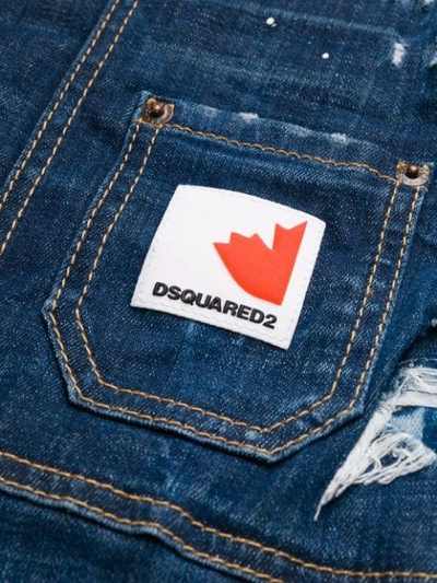 Shop Dsquared2 Distressed Mini Denim Skirt In Blue